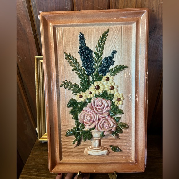 Vintage Wall Decor Vintage Ceramic Wall Art With Daisy And Roses